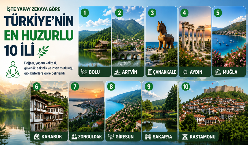 Yapay Zekaya Göre Türkiye’nin En Huzurlu 10 Şehri Belli Oldu: Sakarya Listede Yer Aldı