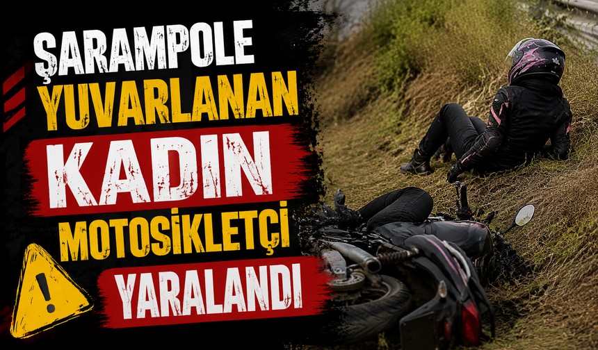 Şarampole Yuvarlanan Motosikletin Genç Sürücüsü Yaralandı