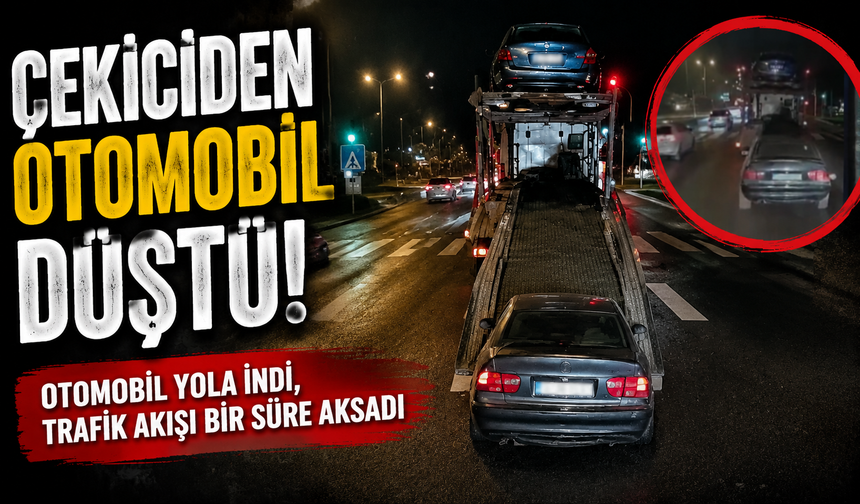 Seyir Halindeki Çekiciden Otomobil Yola Düştü