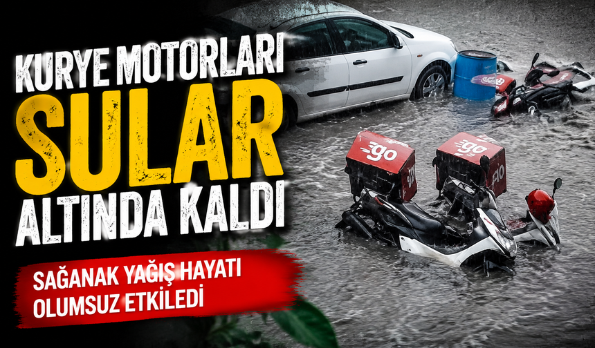 Kurye Motorları Sular Altında Kaldı