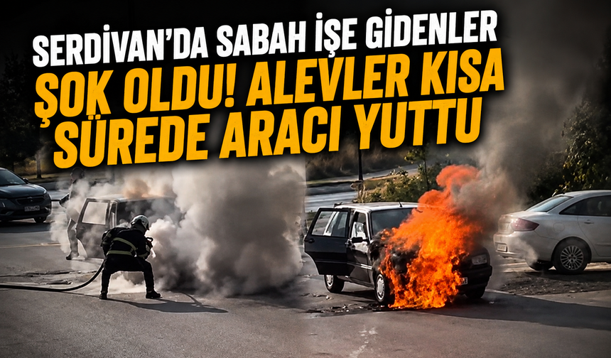 Serdivan'da sabah işe gidenler şok oldu! Alevler kısa sürede aracı yuttu
