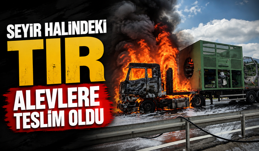 Seyir halindeki tır alevlere teslim oldu