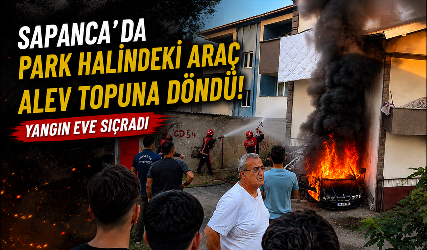 Sapanca’da park halindeki araç alev topuna döndü! Yangın eve sıçradı