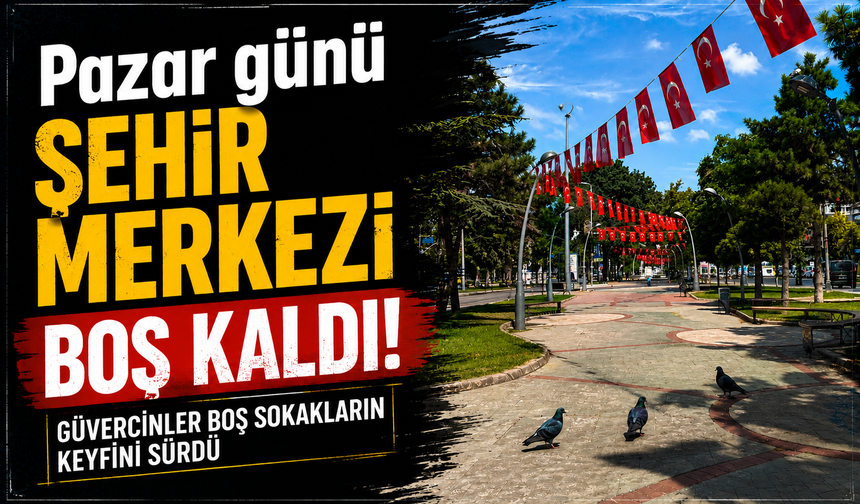 Pazar günü şehir merkezi boş kaldı! Güvercinler boş sokakların keyfini sürdü