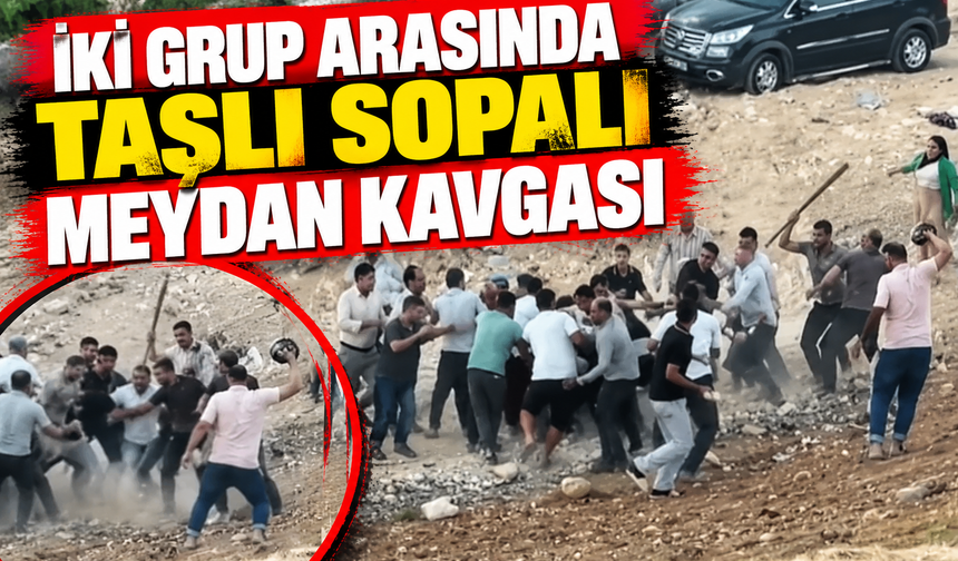 İki grup arasında taşlı sopalı meydan kavgası