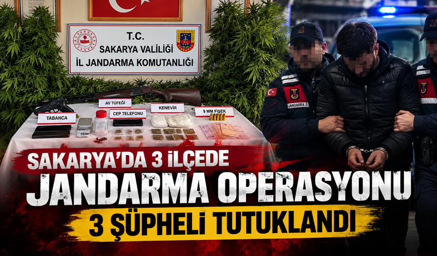 Sakarya’da 3 ilçede jandarma operasyonu: 3 şüpheli tutuklandı