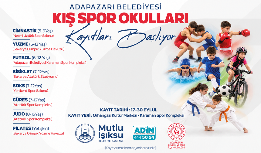Adapazarı Belediyesi Kış Spor Okulları kayıtları başladı! İşte branşlar ve başvuru tarihleri