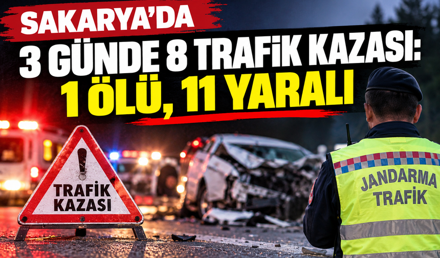 Sakarya’da 3 günde 8 trafik kazası: 1 ölü, 11 yaralı