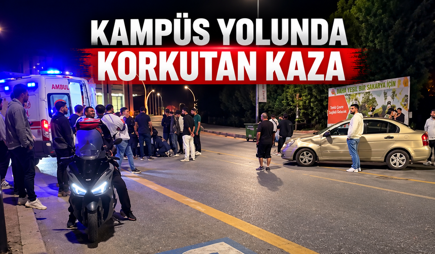 SAÜ Kampüs girişinde otomobil ile motosiklet çarpıştı