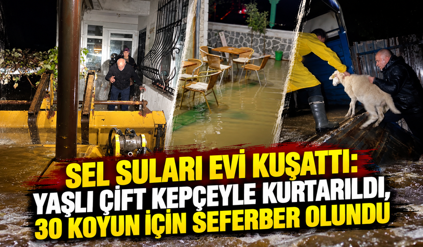 Kaynarca'da sel felaketi! Yaşlı çift kepçeyle kurtarıldı, 30 koyun tahliye edildi