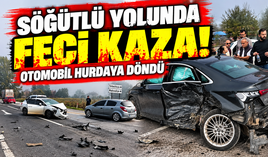 Söğütlü yolunda feci kaza! Otomobil hurdaya döndü