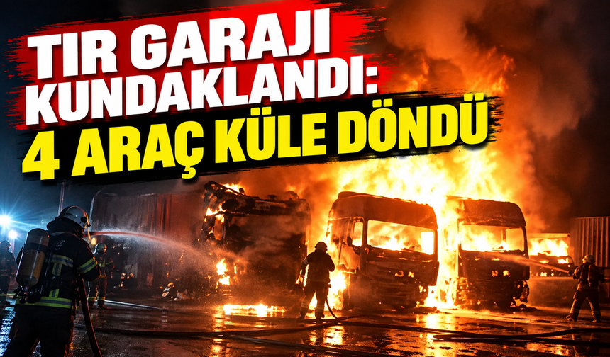 Tır garajı kundaklandı: 4 araç küle döndü