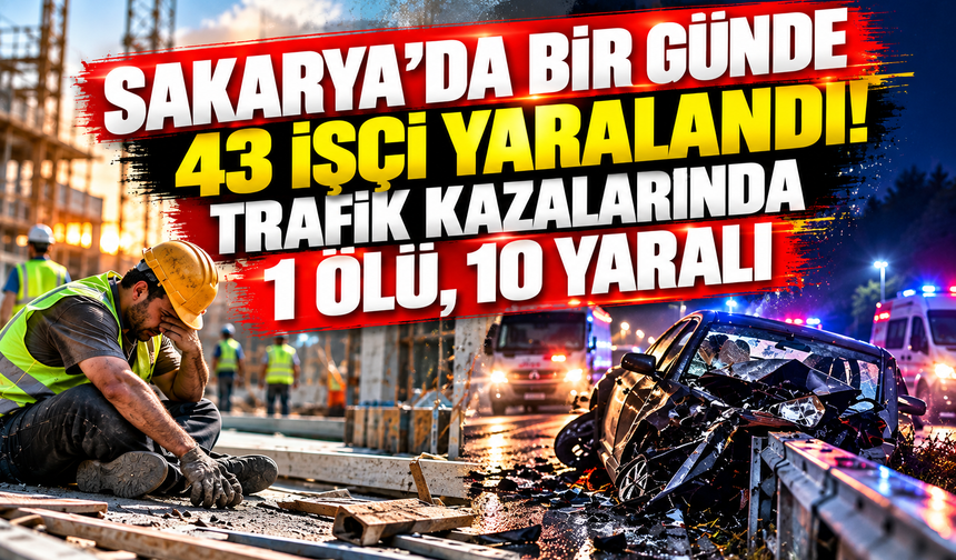 Sakarya’da bir günde 43 işçi yaralandı! Trafik kazalarında 1 ölü, 10 yaralı