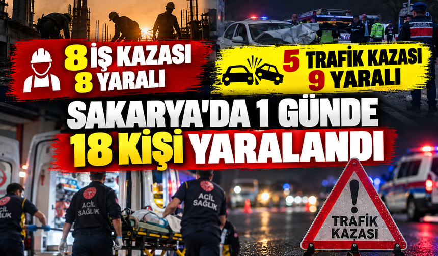 Sakarya’da 1 günde 8 iş kazası, 5 trafik kazası: 18 kişi yaralandı