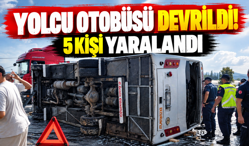Bir yolcu otobüsü daha! Kavşakta devrildi 5 yaralı...