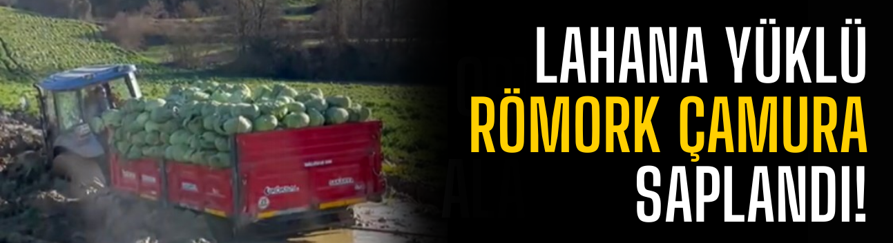 Kaynarca’da Lahana Yüklü Römork Çamura Saplandı