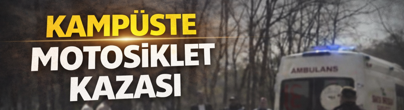 Kampüste motosiklet takla attı! sürücü refüje savruldu
