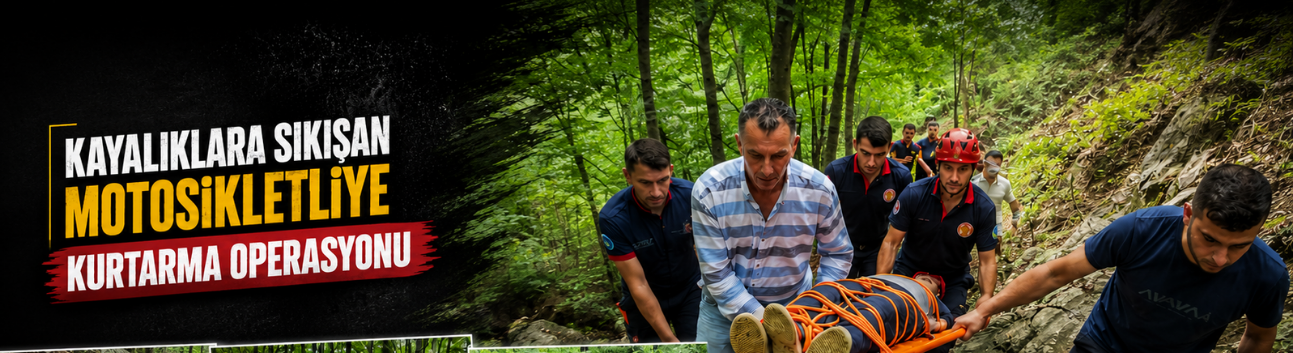 Kayalıklara Sıkışan Motosikletliye Patpatlı Kurtarma Operasyonu