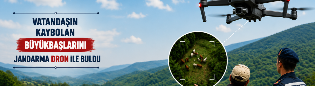 Vatandaşın kaybolan büyükbaşlarını jandarma dron ile buldu