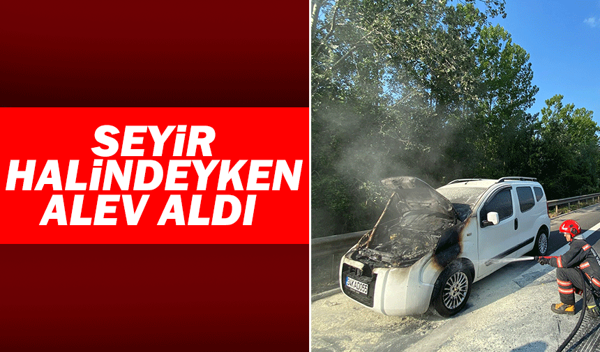 Seyir halinde alev aldı