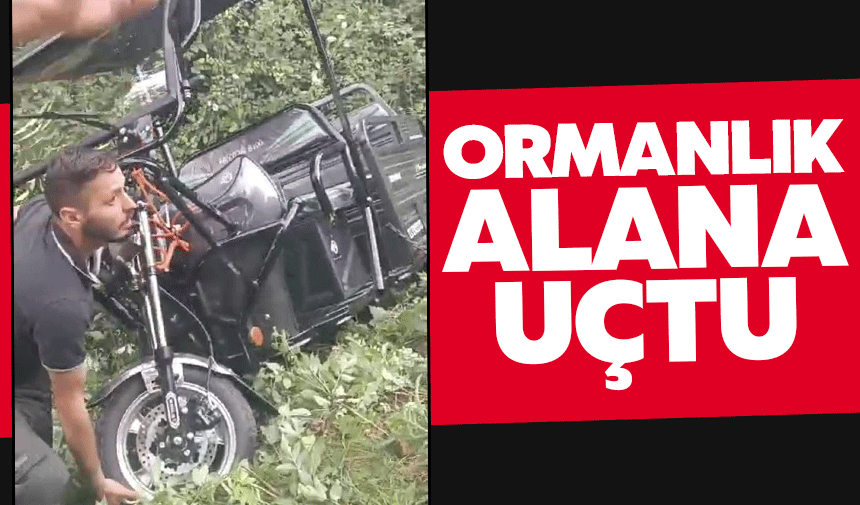 Motosiklet Ormanlık Alana Uçtu