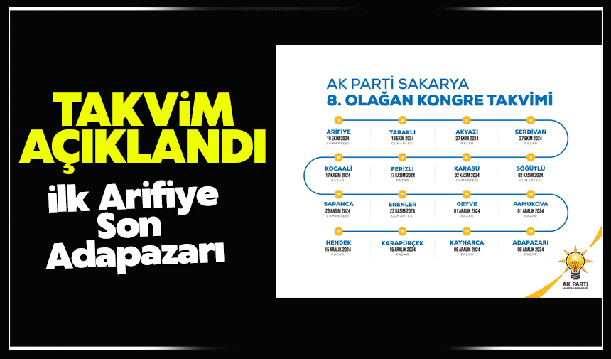 AK Parti Sakarya İl Teşkilatı 8. Olağan Kongre Takvimi Açıklandı