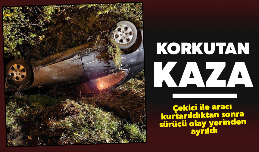 Takla atan otomobilden hafif yaralı kurtuldu