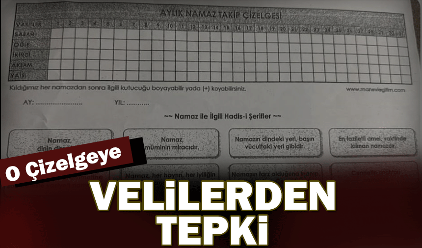 Ortaokuldaki namaz takip çizelgesi tepki gördü