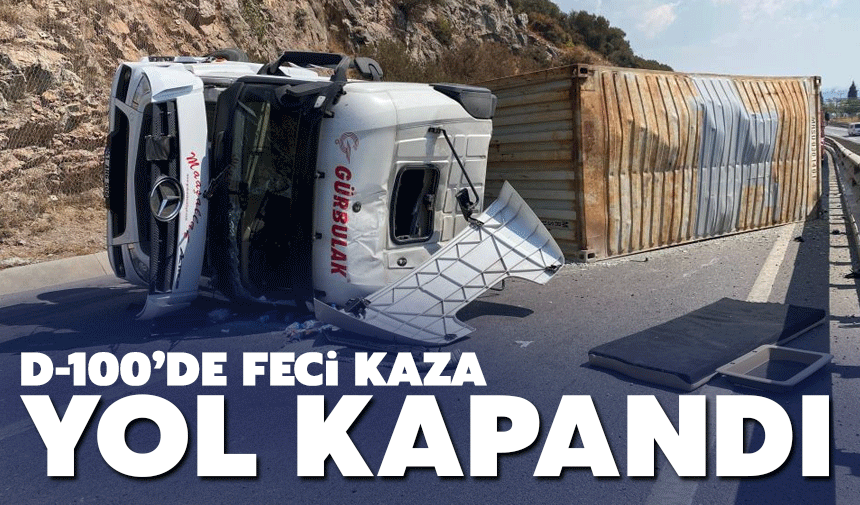 Kocaeli’de devrilen tırda sıkışan sürücü kurtarıldı