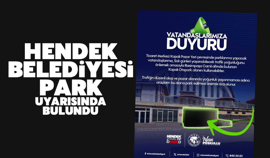 Hendek Belediyesi’nden Park Uyarısı