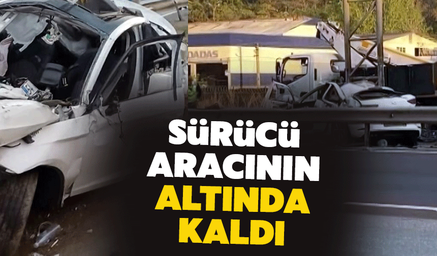 Kaza yaptığı aracının altında kaldı!