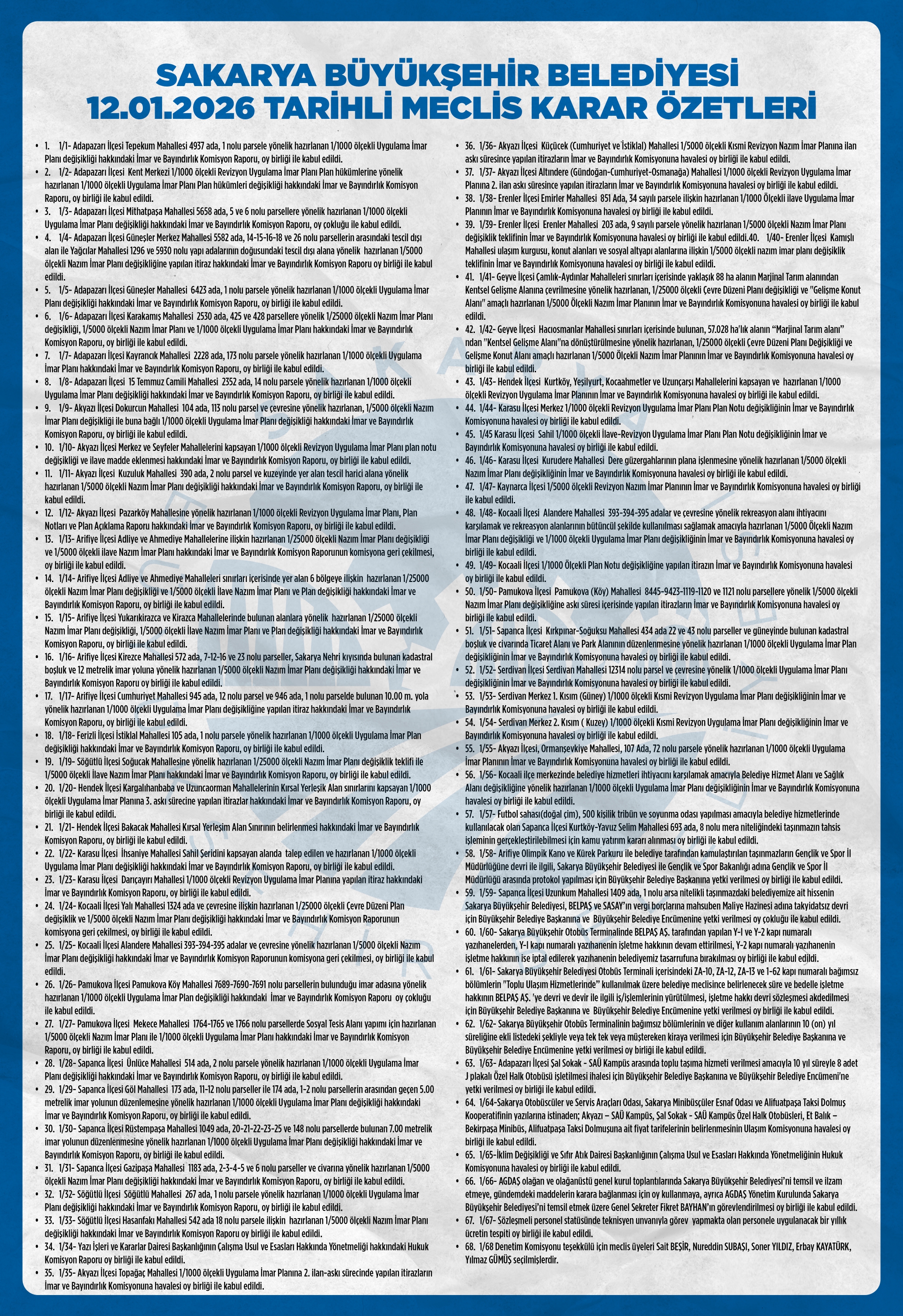 12.01.2026 Tari̇hli̇ Mecli̇s Karar Özetleri̇ Page 0001