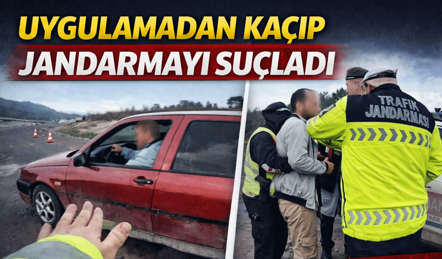Uygulamadan kaçıp jandarmayı suçladı