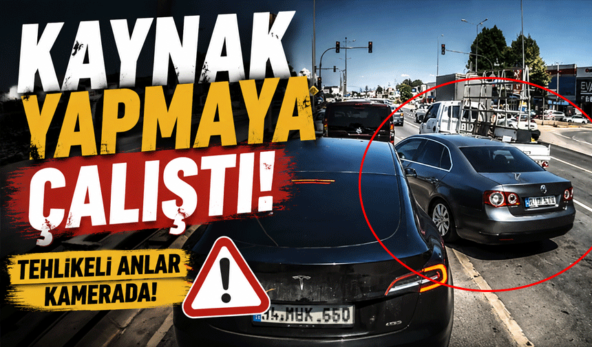 Işıklarda kaynak yapmaya çalıştı!