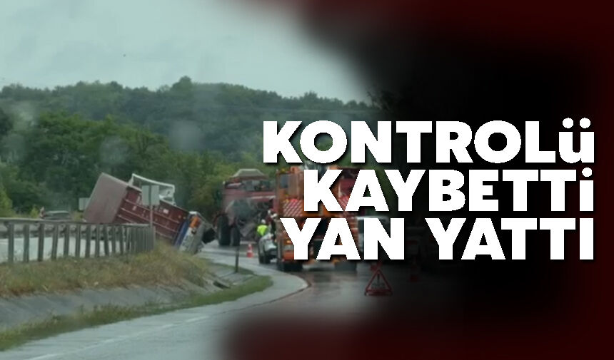 Kontrolünü kaybetti yan devrildi!