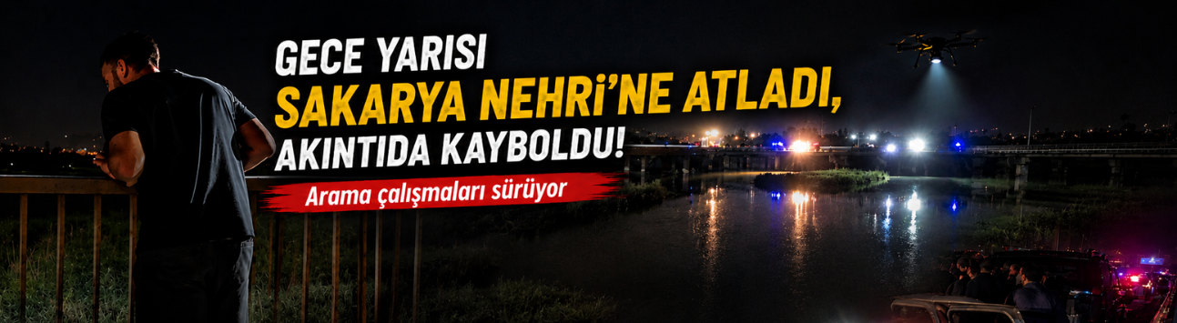 Gece yarısı Sakarya Nehri’ne atladı, akıntıda kayboldu! Arama çalışmaları sürüyor