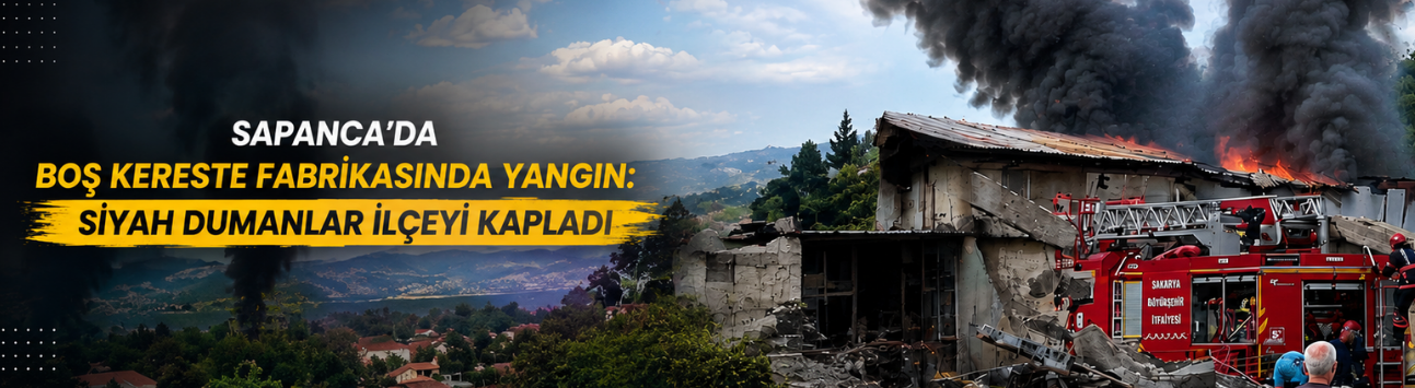 Sapanca'da Boş Kereste Fabrikasında Yangın: Siyah Dumanlar İlçeyi Kapladı