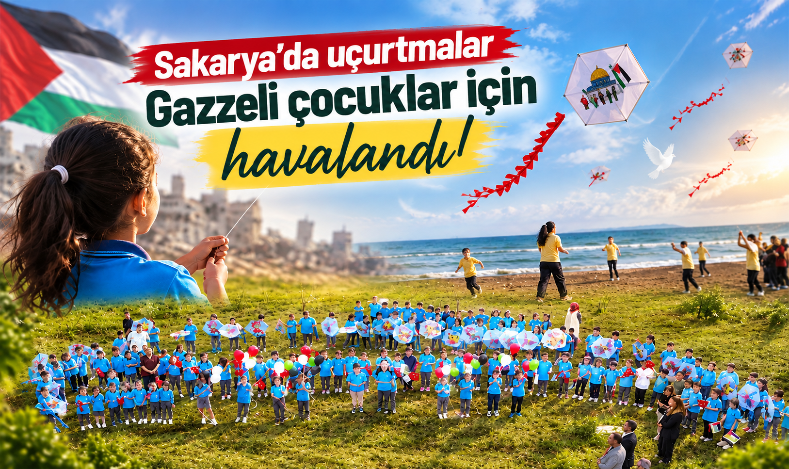 Sakarya’da uçurtmalar Gazzeli çocuklar için havalandı!