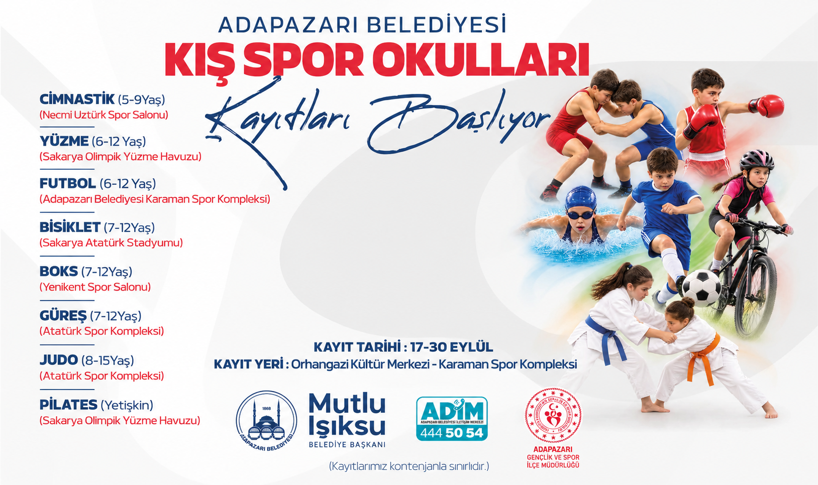 Adapazarı Belediyesi Kış Spor Okulları kayıtları başladı! İşte branşlar ve başvuru tarihleri