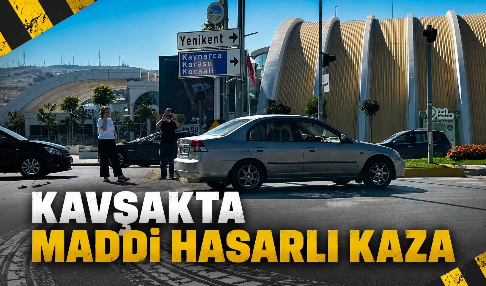 Belediye kavşağında maddi hasarlı kaza