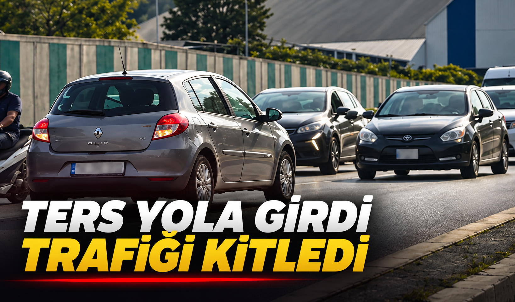 Ters yola girdi, trafiği kilitledi