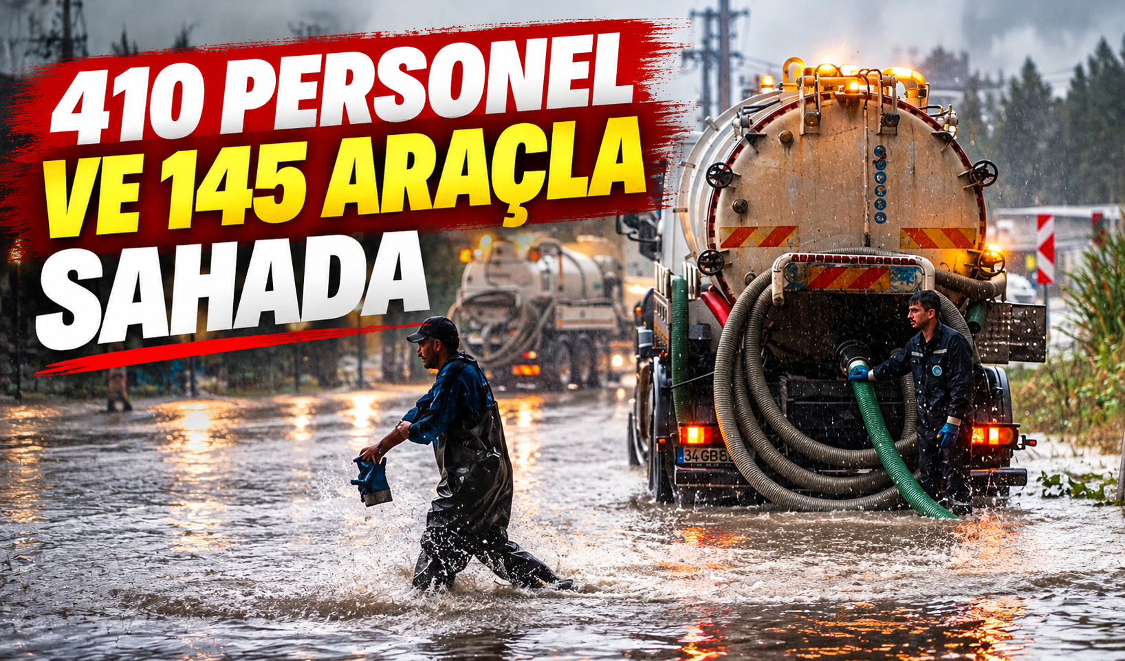 Sakarya’da yağmura karşı 410 personel, 145 araç sahada