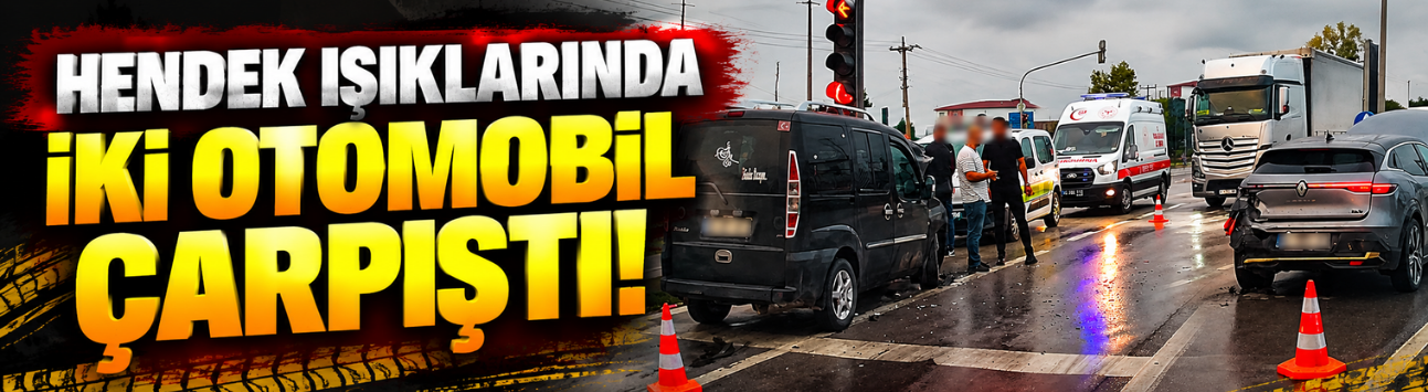 Hendek ışıklarında iki otomobil çarpıştı! D-100'de trafik aksadı...