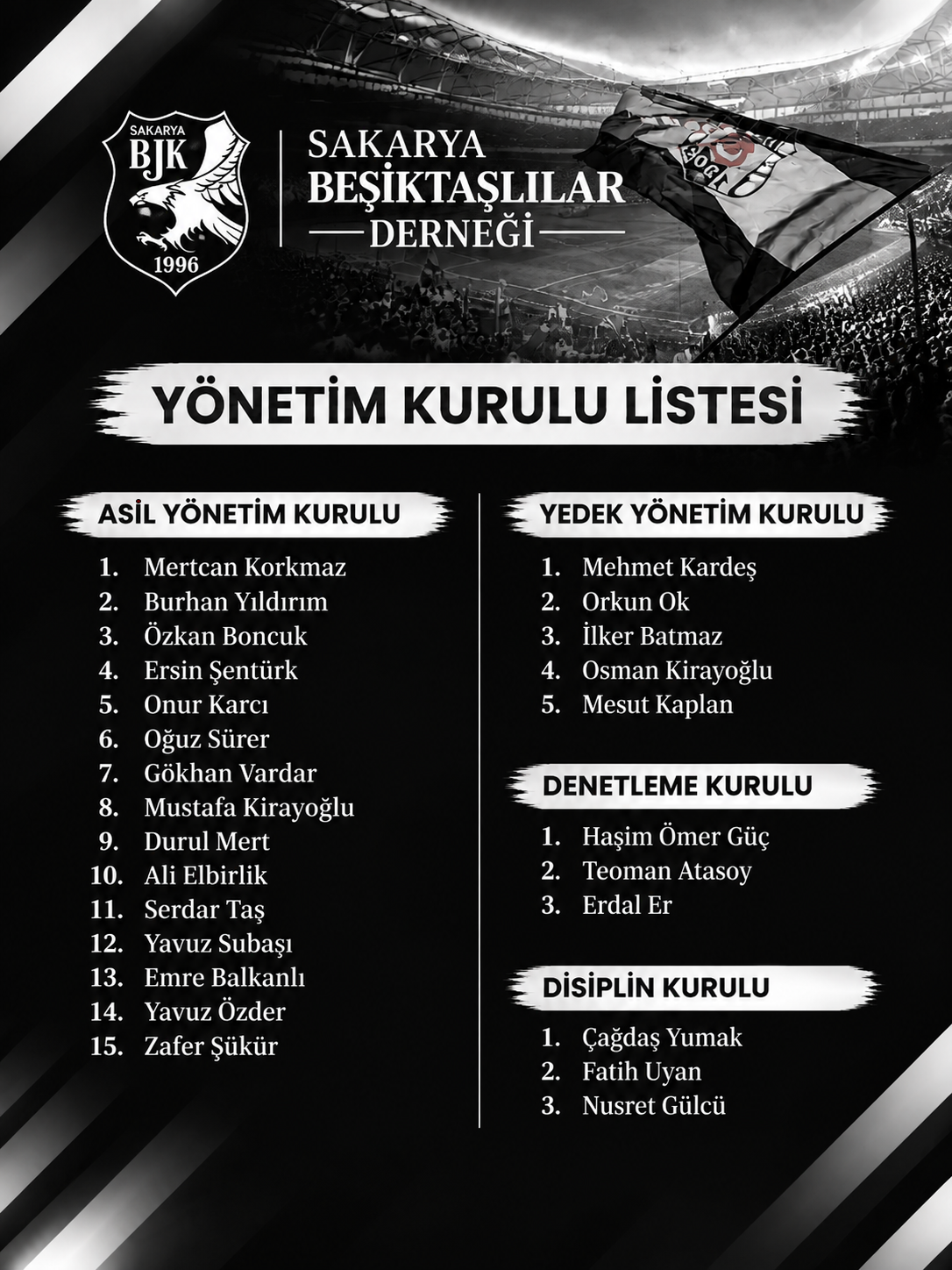 444Sakarya Beşiktaşlılar Derneği Yönetim Kurulu