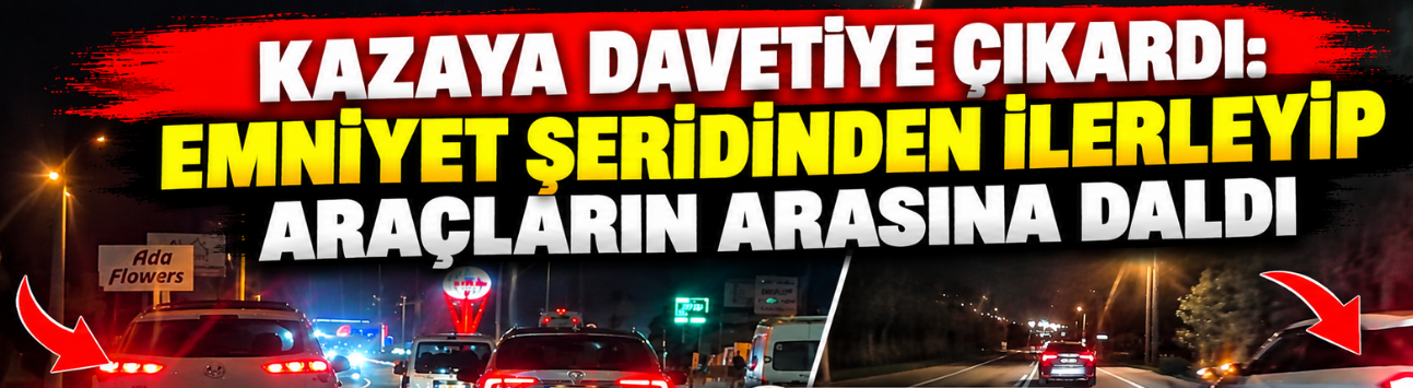 Sapanca'da trafikte tehlikeli anlar! Kazaya davetiye çıkardı
