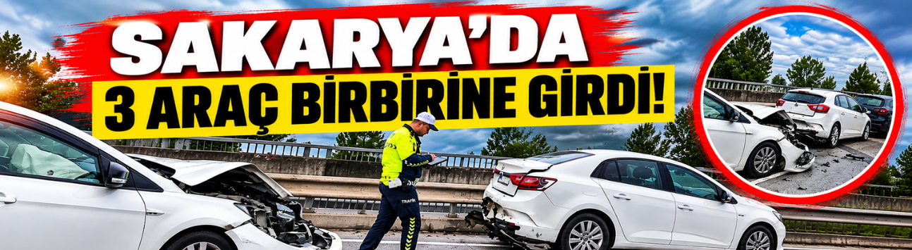 Sakarya'da 3 araç birbirine girdi!
